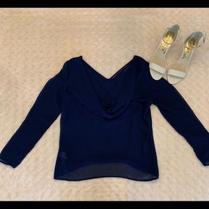 KLD Signature Navy sheer blouse
